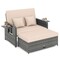 Outdoor Wicker Loveseat with Adjustable Backrest and Storage Ottoman